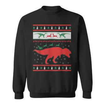 Dinosaur And Santa Clause Ugly Christmas Sweater Sweatshirt - Monsterry