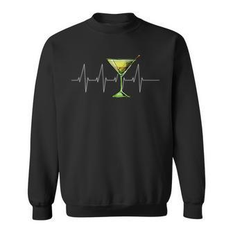 Dirty Martini Heartbeat T Cocktail Glass Happy Hour Sweatshirt | Mazezy