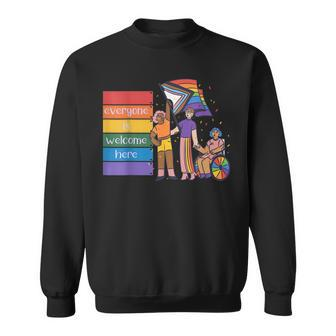 Disability Pride Everyone Is Welcome Here Human Rights Sweatshirt | Mazezy