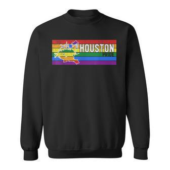 Distressed Houston Lgbt Pride Sweatshirt | Mazezy