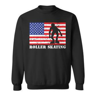 Distressed Roller Skating Usa American Flag | Vintage Skater Usa Funny Gifts Sweatshirt | Mazezy