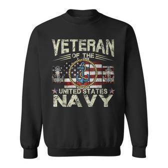 Distressed Veteran Us Navy Anchor With Rope Sweatshirt | Mazezy