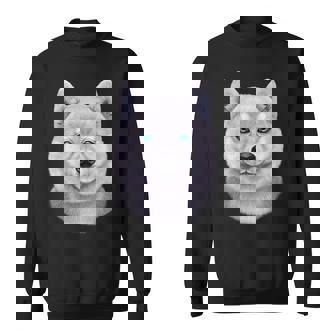 Dog Akita White Akita Dog Face Sweatshirt - Monsterry
