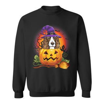 Dog Cocker Spaniel English Cocker Spaniel Witch Pumpkin Halloween Dog Lover Sweatshirt - Monsterry UK