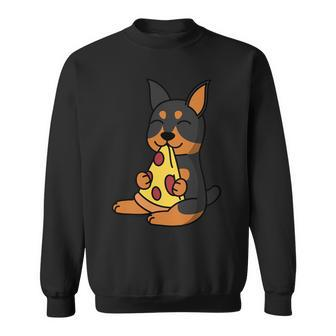 Dog Doberman Eating Pizza Dog Sweatshirt - Monsterry