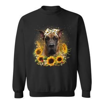 Dog Great Dane Sunflower Great Dane Dog Mothers Day For Women 1 Sweatshirt - Monsterry