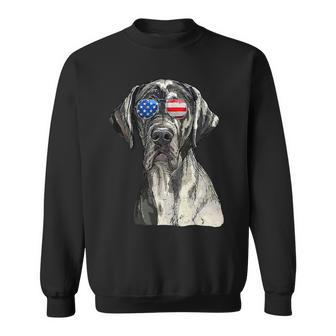 Dog Great Dane Sunglasses American Usa Flag 4Th Of July Fourth Sweatshirt - Monsterry DE