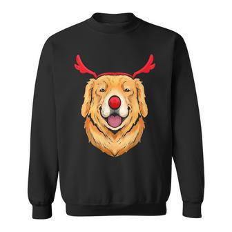 Dog Lover Golden Retriever Dressed As Rudolph On Christmas Sweatshirt - Monsterry