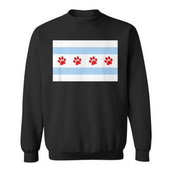 Dog Lovers Chicago Flag Paw Prints Custom T Sweatshirt | Mazezy