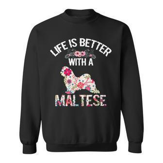 Dog Maltese Cute Funny Dog Gifts Ideas Life Is Better With A Maltese Sweatshirt - Monsterry DE