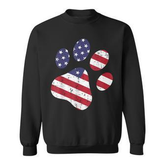 Dog Paw Print American Flag Usa Cute 4Th Of July Fourth Dogs Sweatshirt - Monsterry UK