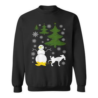 Dog Pees On Snowman Ugly Xmas Sweater Sweatshirt | Mazezy