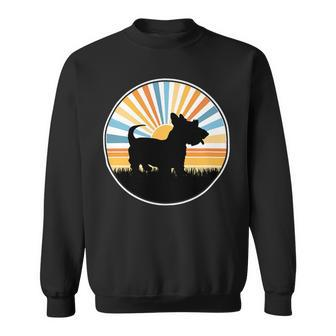 Dog Scottish Terrier Mom Dog Dad Retro Sunset Pet Sweatshirt - Monsterry CA
