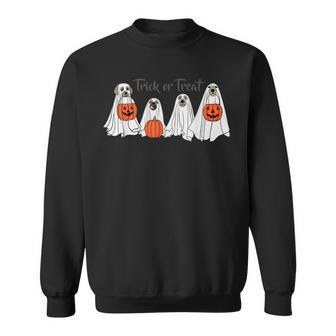 Dogs In Ghost Costume Trick Or Treat Halloween Sweatshirt - Monsterry AU