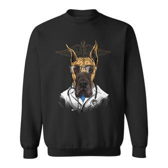 Dogtor Great Dane Vet Doctor Physician Surgeon Dog Lover Sweatshirt - Monsterry
