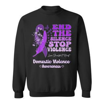 Domestic Violence Awareness Ribbon Butterflies Purple Sweatshirt - Monsterry AU
