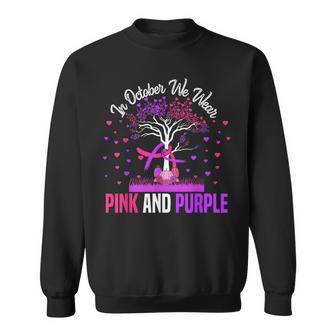 Domestic Violence Breast Cancer Awareness Month Ribbon Tree Sweatshirt - Seseable