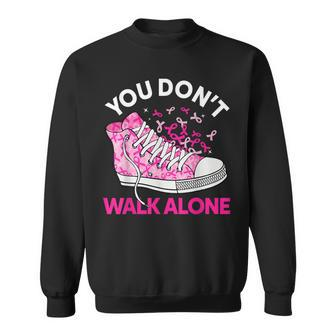 You Don't Walk Alone Pink Shoes Ribbon Breast Cancer Warrior Sweatshirt - Monsterry DE