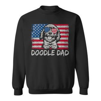 Doodle Dad American Flag Joke Fathers Day Goldendoodle Dad Sweatshirt - Monsterry UK