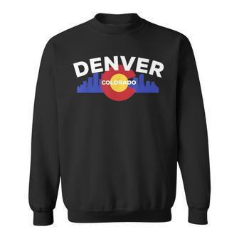 Downtown Denver Colorado Flag Skyline Sweatshirt | Mazezy