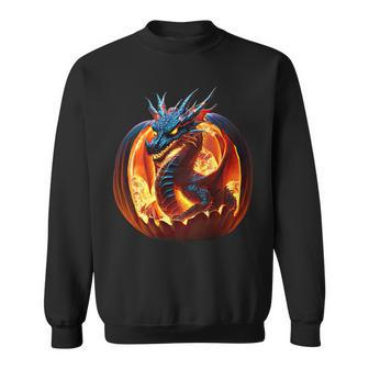 Dragon Pumpkin Fire Breathing Drag-O-Lantern Halloween Sweatshirt - Monsterry