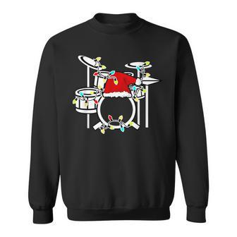 Drumming Santa Hat Drums Drummer Christmas Sweatshirt - Seseable