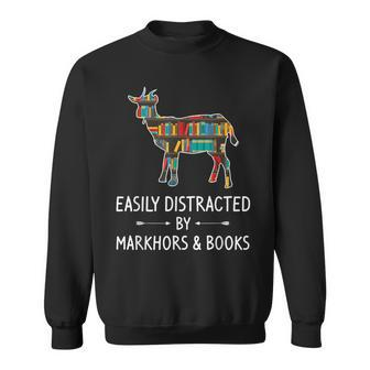 Easily Distracted By Markhors & Books Lover Goat Kid Sweatshirt | Mazezy