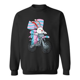 Easter Bunny Ridng Motorcycle Lgbtq Transgender Pride Trans Sweatshirt | Mazezy AU