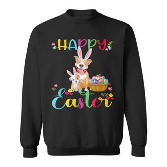 Easter Day Funny Pitbull Dog Puppy Wearing Rabbit Ears Gifts For Rabbit Lovers Funny Gifts Sweatshirt | Mazezy