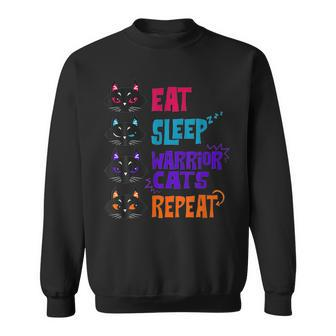 Eat-Sleep-Cat Warrior-Repeat-Cat Lover Sweatshirt - Seseable