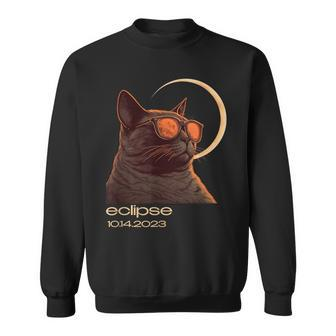 Eclipse October 14 2023 Total Annular Eclipse Cat Graphic Sweatshirt - Monsterry CA
