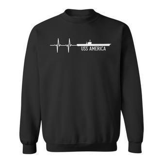 Ekg Heartbeat Uss America Cv66 Aircraft Carrier Sweatshirt | Mazezy