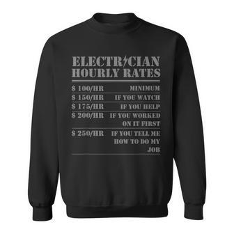 Electrician Hourly Rate Funny Electrical Mechanic Labor Sweatshirt | Mazezy