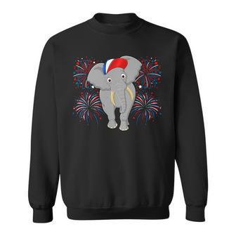 Elephant 4Th Of July American Flag Fireworks Costume Animal Sweatshirt - Monsterry