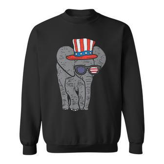 Elephant American Flag Usa 4Th Of July Fourth Patriot Animal Sweatshirt - Monsterry CA