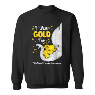 Elephant I Wear Gold Ribbon For Childhood Cancer Awareness Sweatshirt | Mazezy