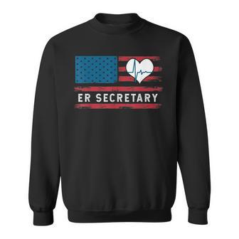 Emergency Room Hospital Secretary Squad Usa Flag Sweatshirt | Mazezy
