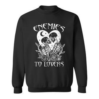 Enemies To Lovers Skeleton Bookish Romance Reader Book Club Sweatshirt | Mazezy