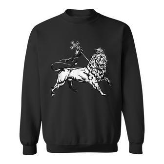 Ethiopian Rasta Gift Lion Of Judah With Ethiopian Cross Sweatshirt | Mazezy