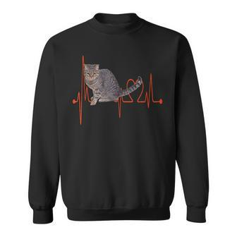 European Shorthair Cat Heartbeat Ekg Cats & Kitten Lovers Sweatshirt | Mazezy