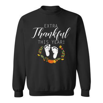 Extra Thankful Pregnancy Baby Announcement Thanksgiving Sweatshirt | Mazezy