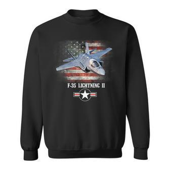 F35 Lightning Ii Combat Air Force Veteran Usa Flag Sweatshirt | Mazezy