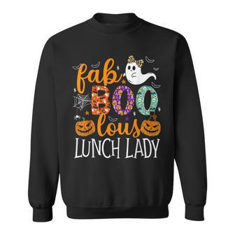 Fab Boo Lous Lunch Lady Cute Ghost Pumpkin Halloween Sweatshirt - Seseable
