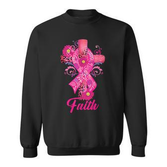 Faith Breast Cancer Awareness Pink Ribbon Cross Leopard Sweatshirt