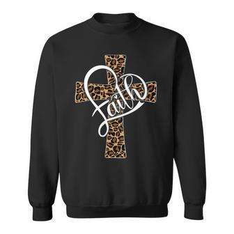 Faith Christian Men Womens Leopard Cheetah Print Religion Sweatshirt - Monsterry