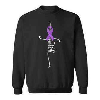 Faith Purple Ribbon Lupus Awareness Month Support Squad Sweatshirt | Mazezy