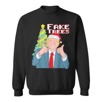 Fake Trees Us President Donald Trump Ugly Christmas Sweater Sweatshirt - Monsterry AU