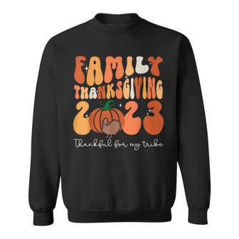 Family Thanksgiving 2023 Thankful For My Tribe Group Pumpkin Sweatshirt - Seseable