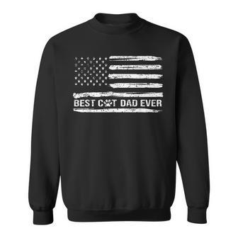 Fathers Day Best Cat Dad Ever With Us American Flag Sweatshirt | Mazezy