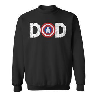 Fathers Day Vintage Dad Captain Dad Superhero Men Gift Sweatshirt | Mazezy